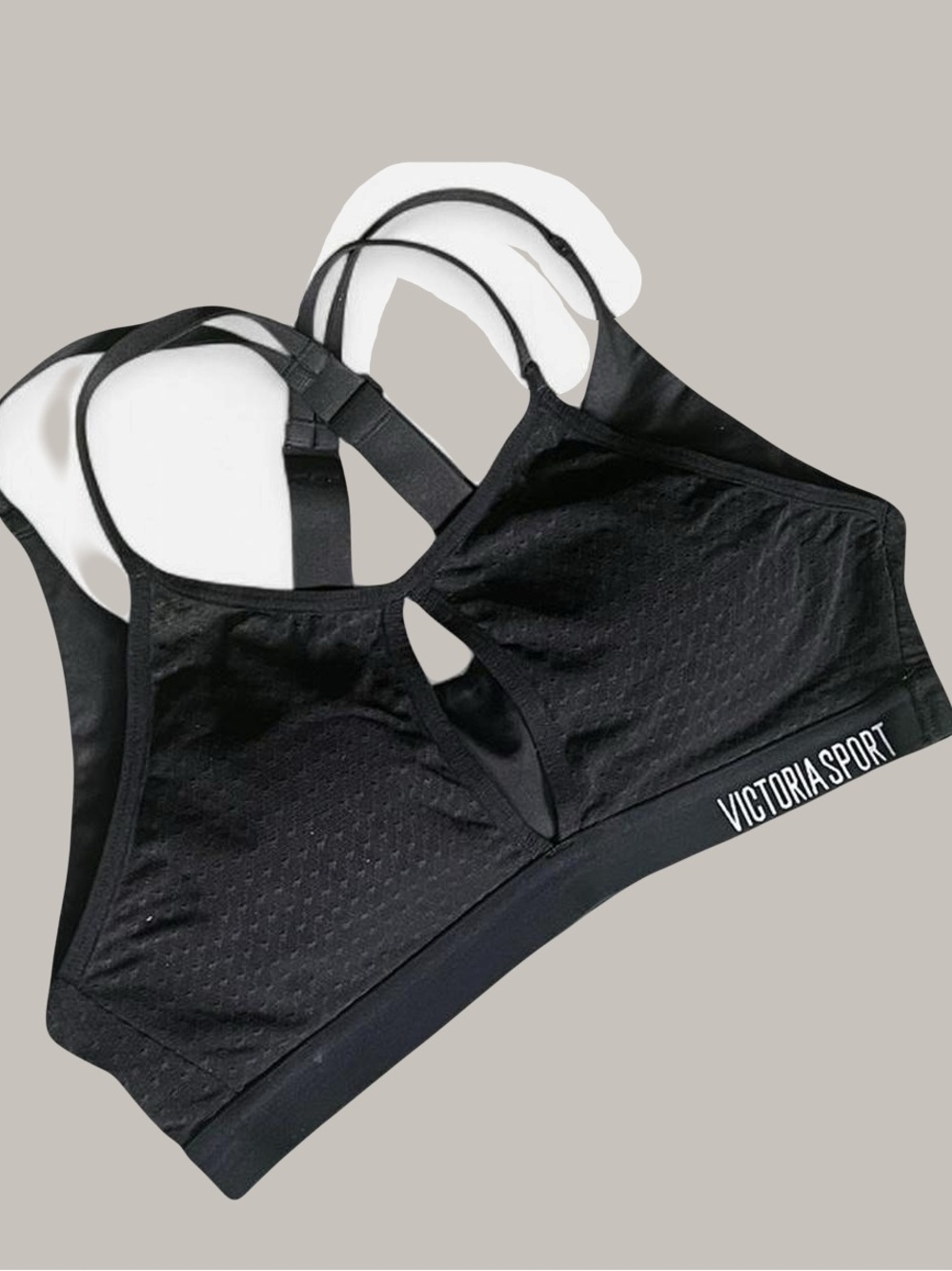 Victoria's Secret Black Strappy Keyhole Sports Bra